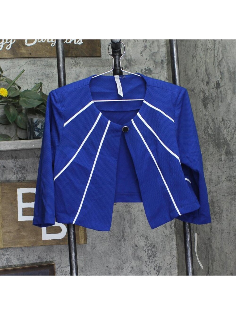 NEW Ny Collection Open Front Textured Jacket PNY9115 Cobalt Lucenda Blue 10P